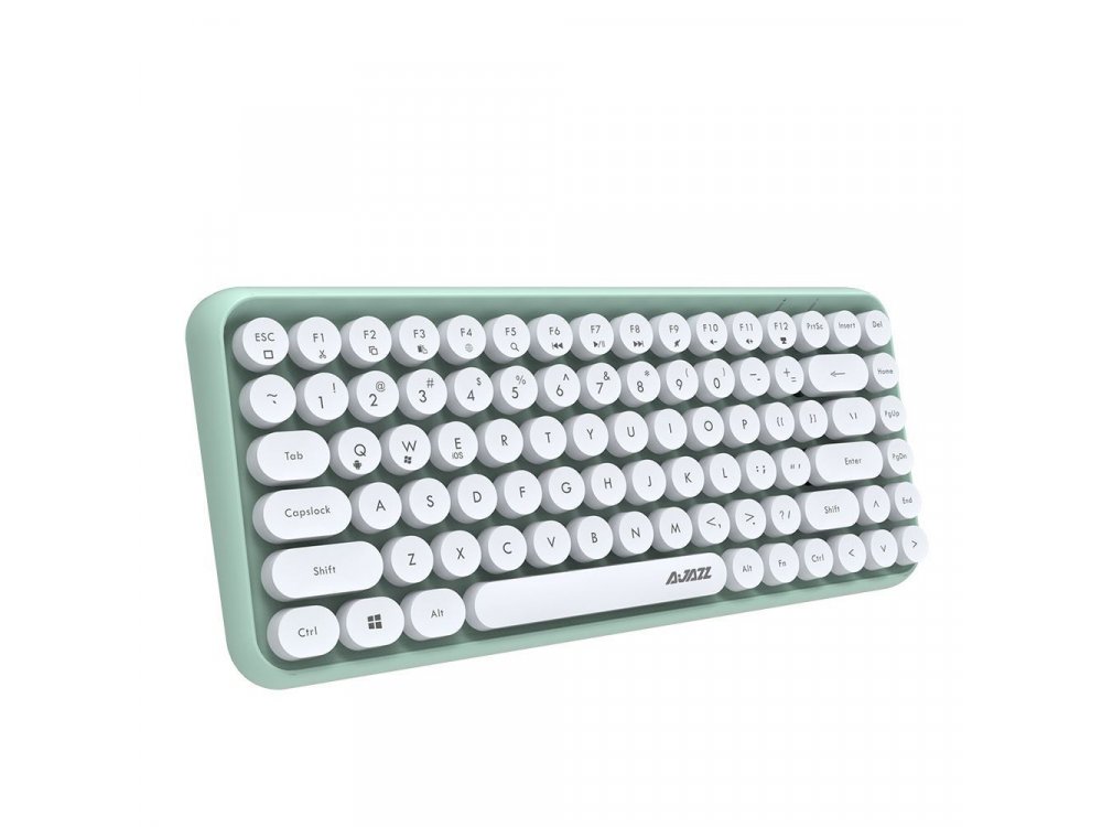 Ajazz 308i Ultra Compact Slim Profile Bluetooth Πληκτρολόγιο Multi-Device, Retro Keyboard με Round Keys, Mint