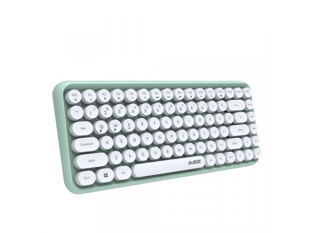 Ajazz 308i Ultra Compact Slim Profile Bluetooth Keyboard Multi-Device, Retro with Round Keys, Mint