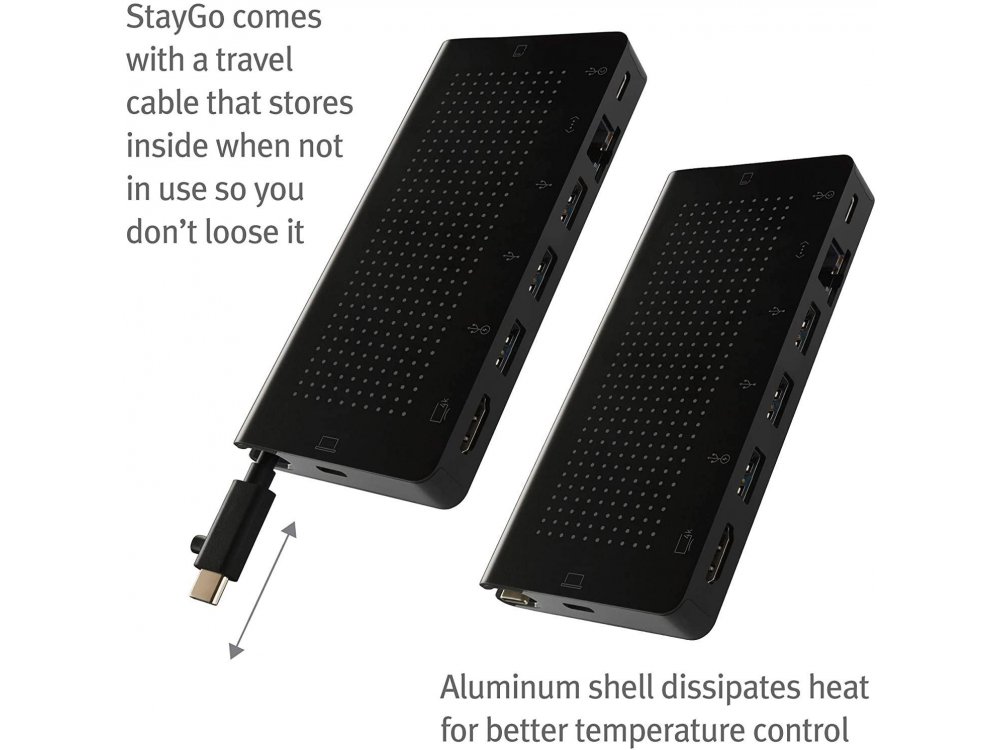 Twelve South StayGo USB C Data Hub - HDMI/4Κ + Gbps LAN + Card Reader + USB 3.0*3 Ports + USB-C 3.1 + 100W PD Charging - 12-1907