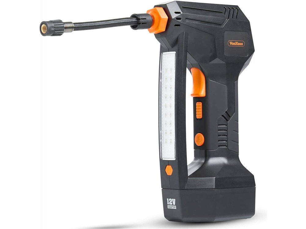 VonHaus 12V Tyre Inflator, Κομπρεσέρ Αέρος με Ψηφιακό Μετρητή Πίεσης Ελαστικών, Max 125 PSI, LCD Display & Φακό LED - 3500001