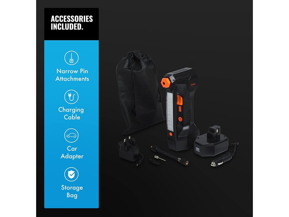 VonHaus 12V Tyre Inflator, Κομπρεσέρ Αέρος με Ψηφιακό Μετρητή Πίεσης Ελαστικών, Max 125 PSI, LCD Display & Φακό LED - 3500001