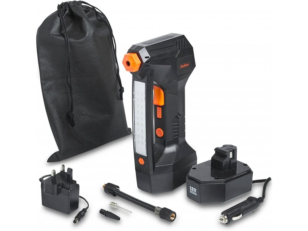 VonHaus 12V Tyre Inflator, Κομπρεσέρ Αέρος με Ψηφιακό Μετρητή Πίεσης Ελαστικών, Max 125 PSI, LCD Display & Φακό LED - 3500001