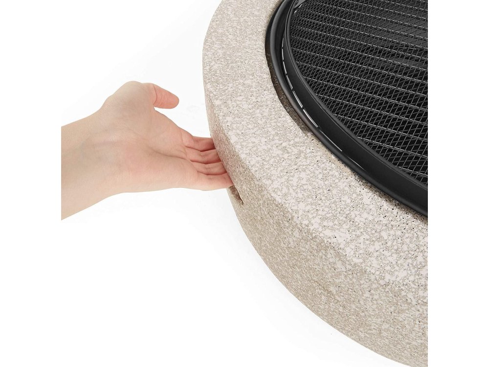 VonHaus Round MgO Fire Pit, Επιτραπέζιο Τζάκι Εξωτερικού Χώρου, με Τσιμπίδα - 2500019