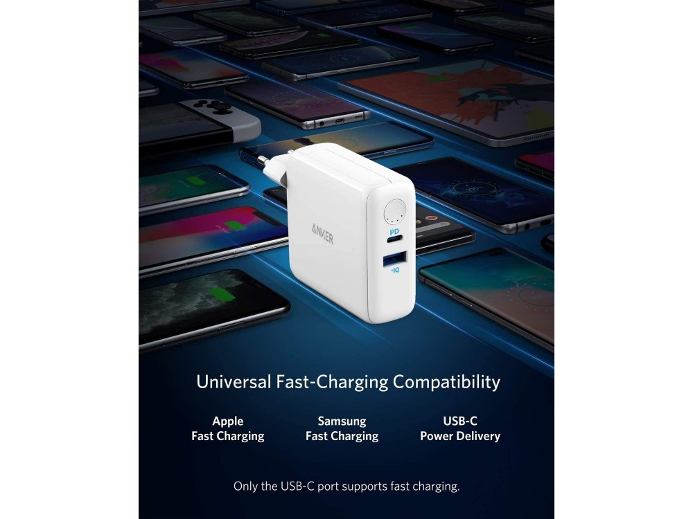 Anker PowerCore III Fusion 5K 2-in-1 Φορτιστής Πρίζας & Power Bank PD 5.000mAh Power Delivery - A1624G21, Λευκό