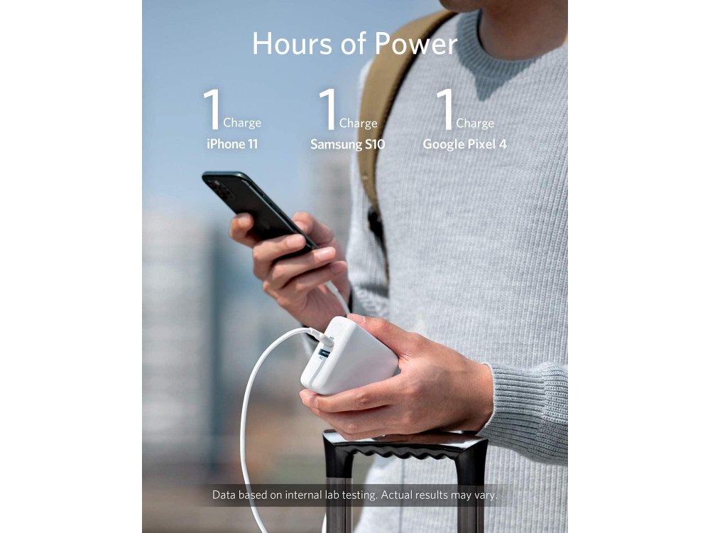 Anker PowerCore III Fusion 5K 2-in-1 Φορτιστής Πρίζας & Power Bank PD 5.000mAh Power Delivery - A1624G21, Λευκό
