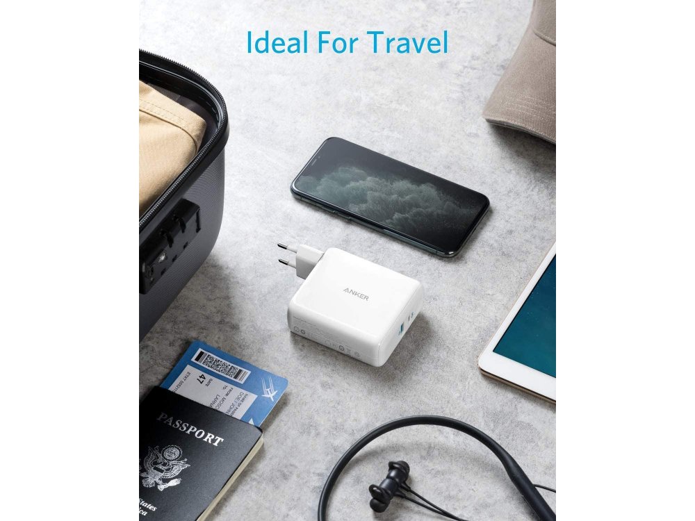 Anker PowerCore III Fusion 5K 2-in-1 Φορτιστής Πρίζας & Power Bank PD 5.000mAh Power Delivery - A1624G21, Λευκό