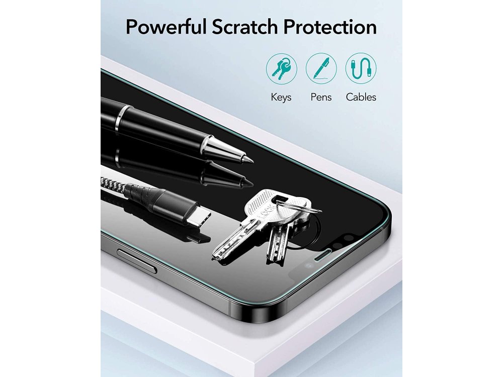 ESR iPhone 12 Pro Max Tempered Glass Premium Screen Protector με Installation frame, Σετ των 3