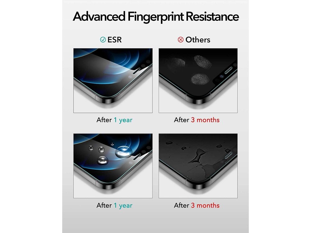 ESR iPhone 12 Pro Max Tempered Glass Premium Screen Protector με Installation frame, Σετ των 3