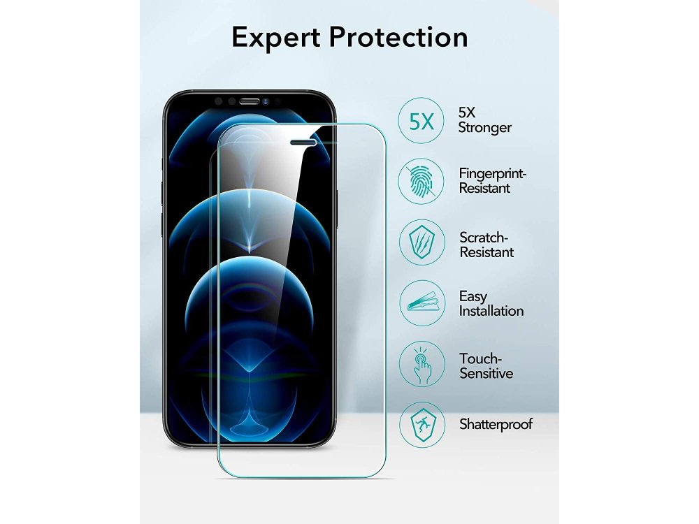 ESR iPhone 12 Pro Max Tempered Glass Premium Screen Protector με Installation frame, Σετ των 3