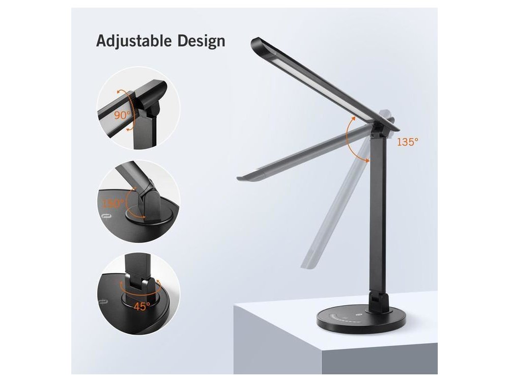 TaoTronics TT-DL13 Touch control Desk Lamp with USB Port, Black