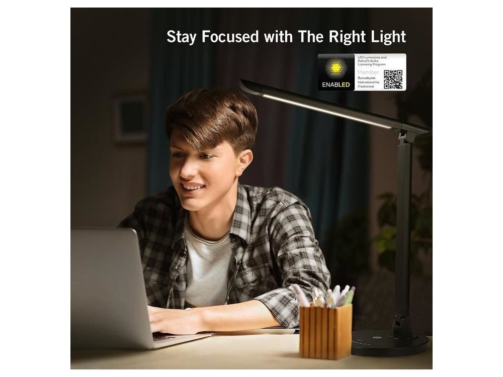 TaoTronics TT-DL13 Touch control Desk Lamp with USB Port, Black