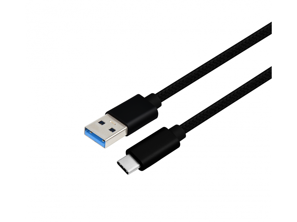 Nordic USB-C σε USB 3.1 Gen1 Καλώδιο 2μ. με Νάυλον ύφανση, Μαύρο - USBC-N1035