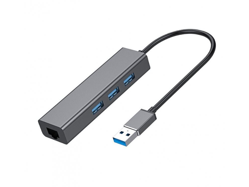 Nordic Aluminum 3-Port USB 3.1 and Gigabit Ethernet Hub, Space Grey - USB-LANHUB