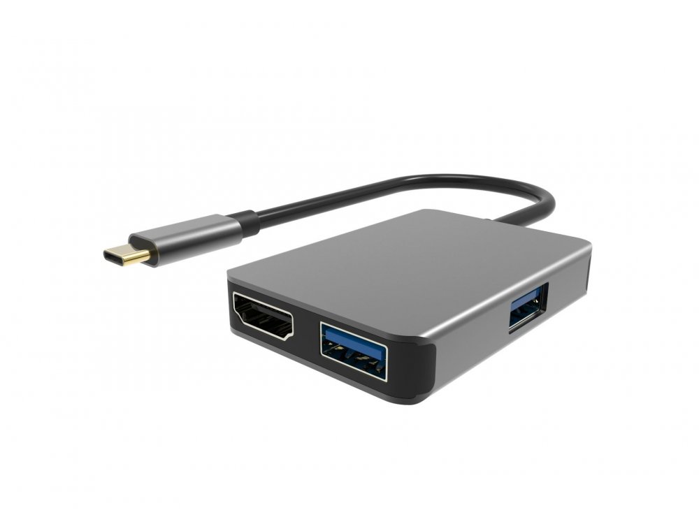 Nordic 4-1 Aluminum 5-In-1 USB C OTG Hub 60W with 4K HDMI + 2*USB3.0 Ports, Space Grey - DOCK-101