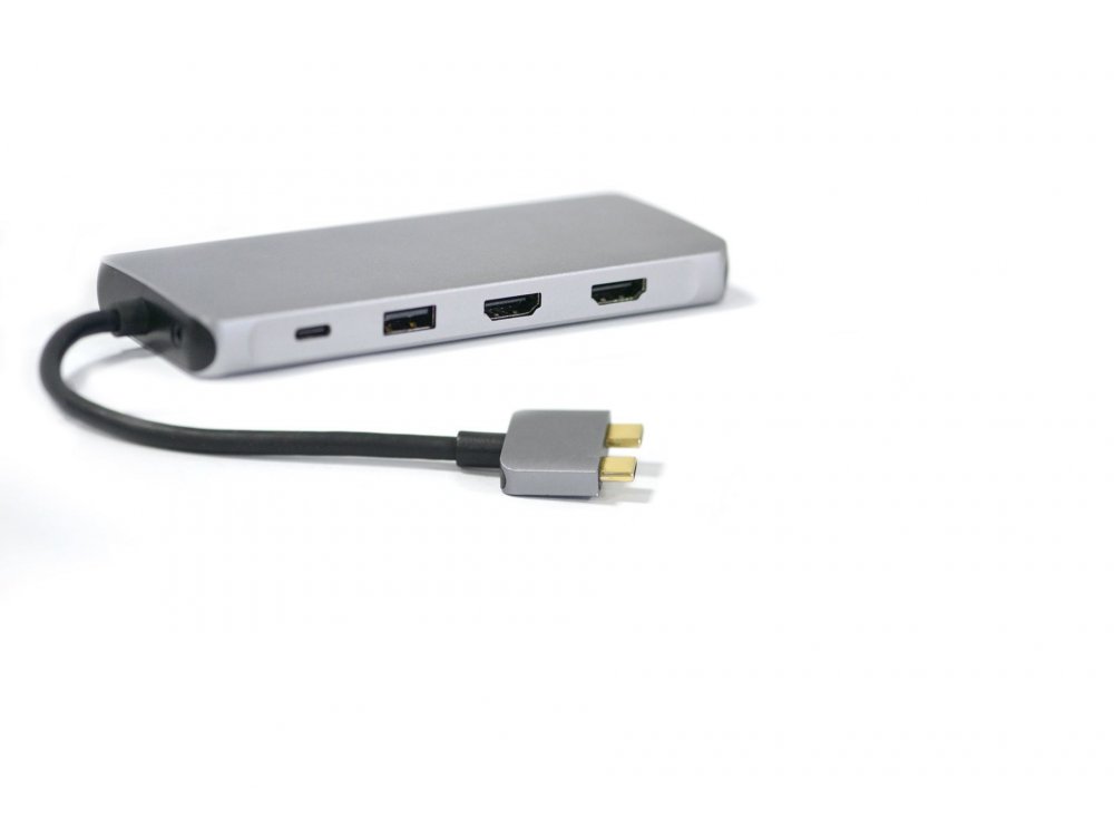 Nordic 11-in-2 Type-C Hub Macbook Pro/Air 100W 4K@60Hz HDMI*2 + USB*4 + Thunderbolt + Card Reader + LAN + VGA + Audio - DOCK-111