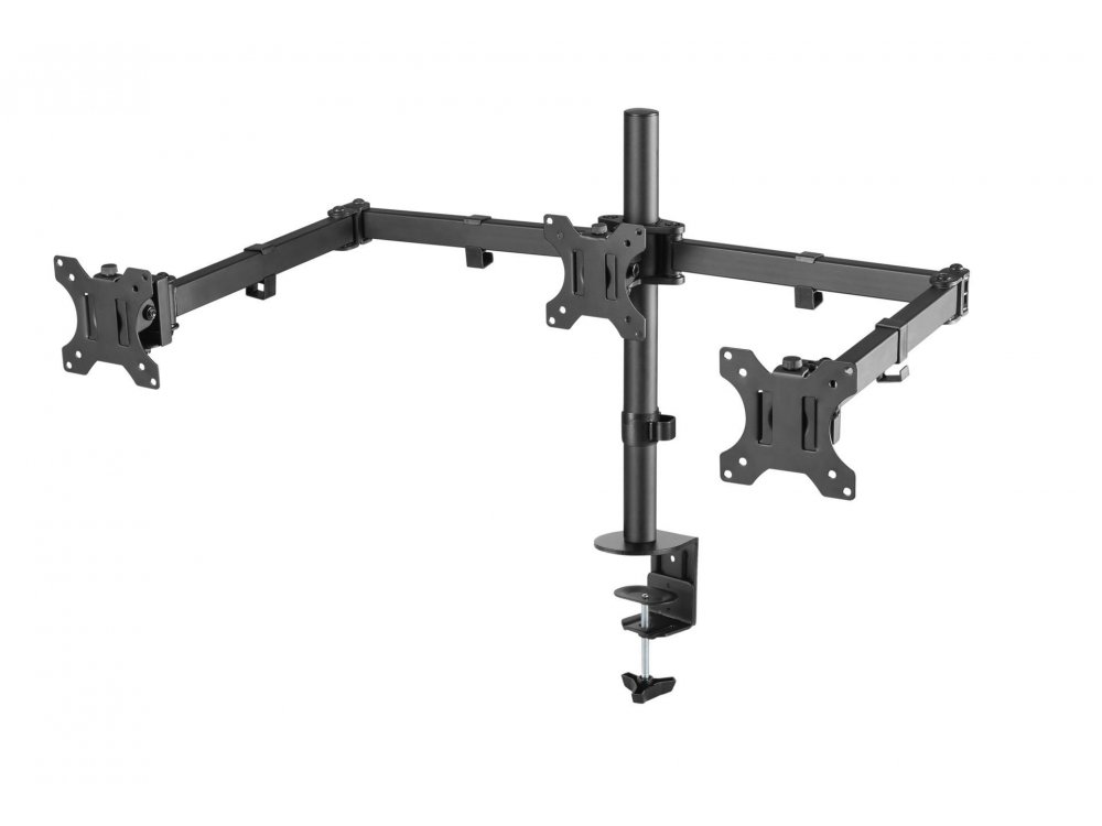 Nordic Triple Arm Desk Mount with Clamp, for 3 Monitors 13”-27”, up to 16kg - GAME-N1001