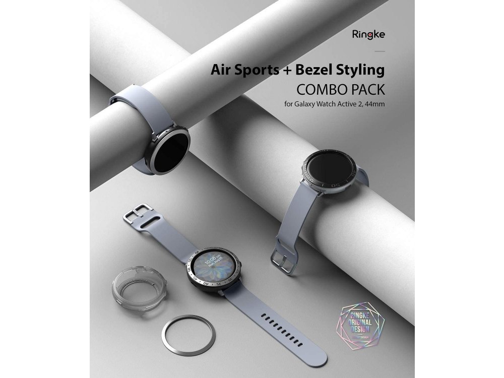 Ringke Galaxy Active 2 44mm Air Sports + Bezel Styling Aluminum Combo Pack, Matte Clear