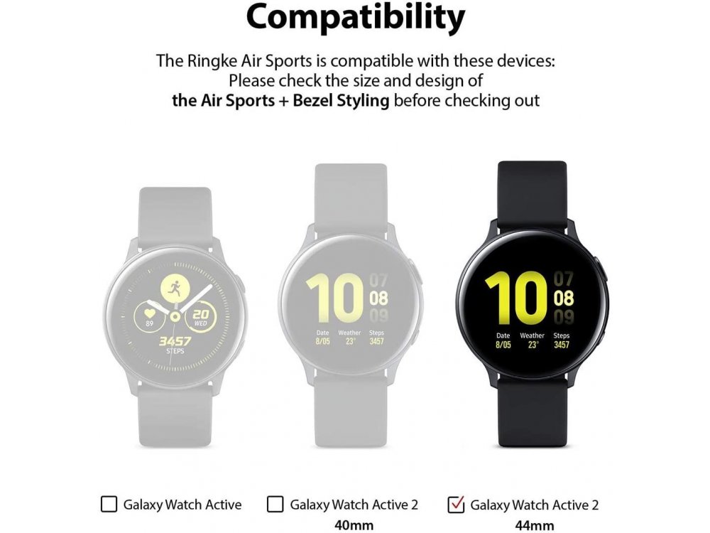 Ringke Galaxy Active 2 44mm Air Sports + Bezel Styling Aluminum Combo Pack, Matte Clear
