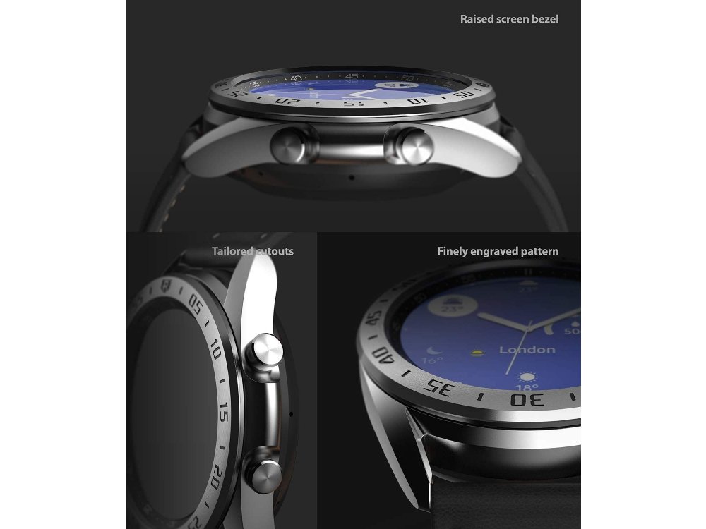 Ringke Galaxy Watch 3 41mm Bezel Ring Silver, Stainless Steel - GW3-41-01, Silver Black Engraved