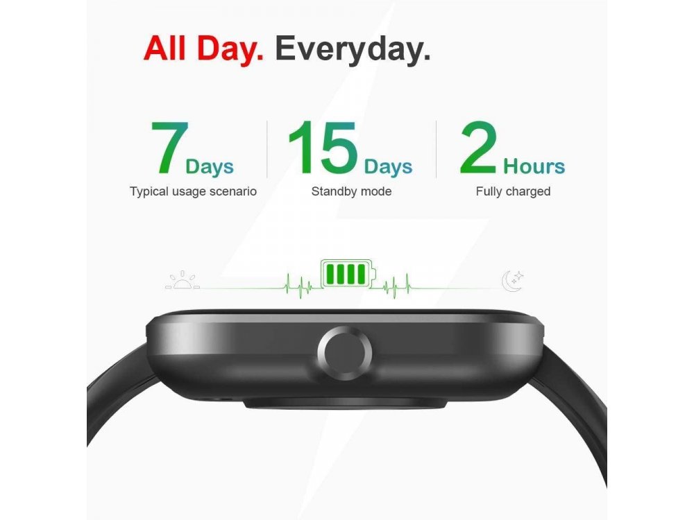 Virmee VT3 Smartwatch 1.3" LCD HD Screen, Real Time Health Monitoring, 18 Sports Modes, IP68, HR & SpO & Sleep Monitor, Μαύρο