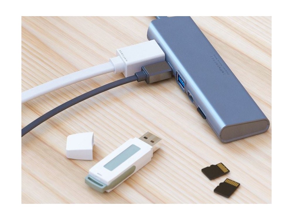 Allocacoc Docking HUB USB-C Data Hub - HDMI/4K*1 + USB-C Data Transfer + USB3.0 + Micro SD Card reader + 60W PD Charging