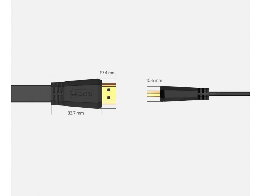 Ugreen HDMI v2.0 Καλώδιο 1,5μ. Επιχρυσωμένο 4Κ@60Hz, Flat - 50819