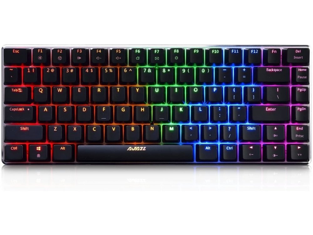 Ajazz AK33 Wired Mechanical RGB Keyboard, Aluminum Frame, 82 keys with Blue Switches, Black