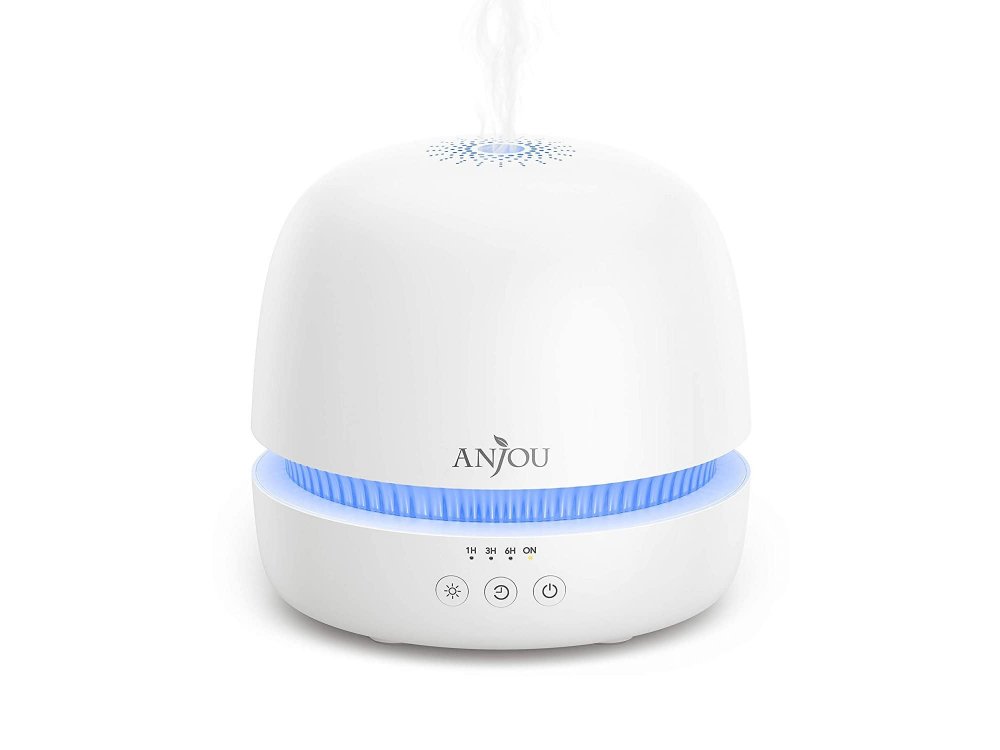 Anjou AJ-ADA019 Oil Diffuser Συσκευή Αρωματοθεραπείας, 2 Mist Outputs, Adjustable 7 Color, Timer & Auto Shut-Off, BPA Free