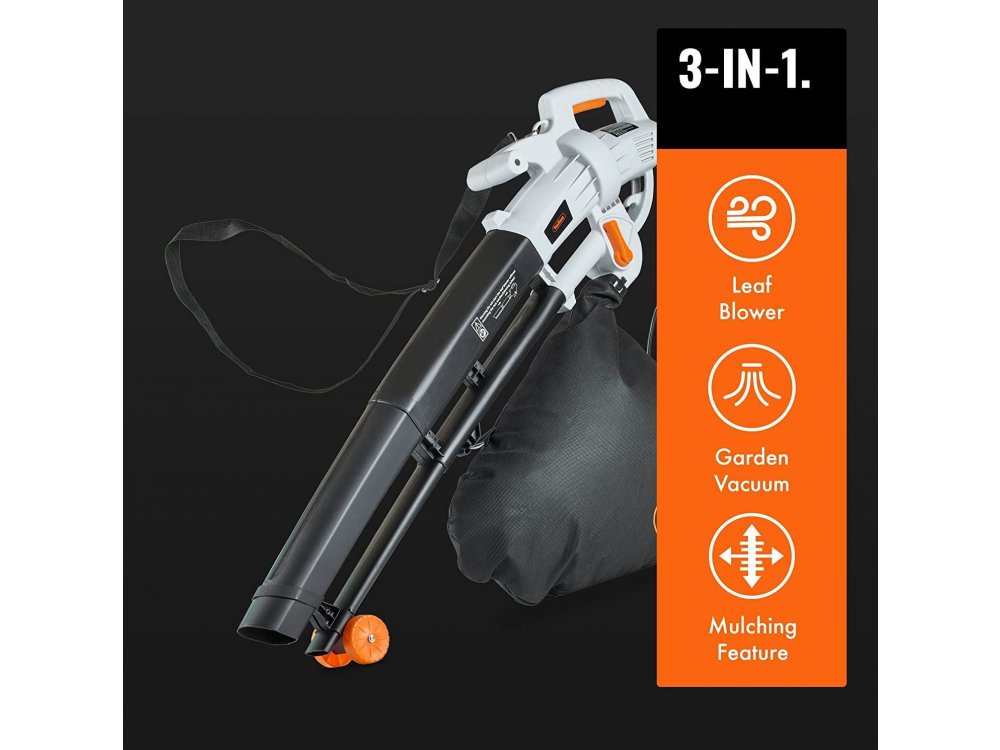 VonHaus 3 in 1 Leaf Blower Φυσητήρας / Αναρροφητήρας 3000W με 35L Σάκο Συλλογής & 10μ. Καλώδιο - 2500105