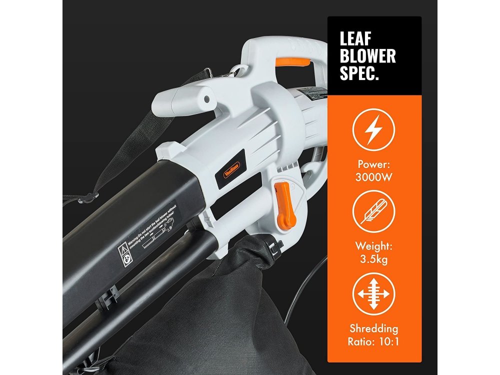 VonHaus 3 in 1 Leaf Blower Φυσητήρας / Αναρροφητήρας 3000W με 35L Σάκο Συλλογής & 10μ. Καλώδιο - 2500105