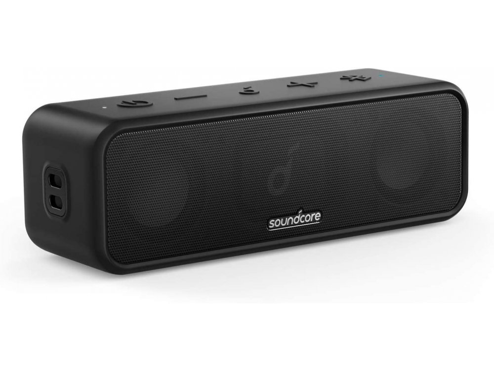 Anker Soundcore 3, 16W Portable Bluetooth Speaker with App & Pure Titanium Diaphragm Drivers, IPX7, BassUp - A3117011, Black