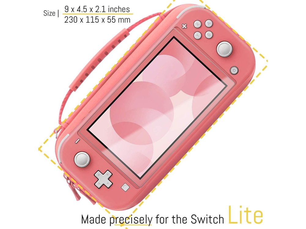 Orzly Nintendo Switch Lite θήκη μεταφοράς για συσκευή και παρελκόμενα, Coral