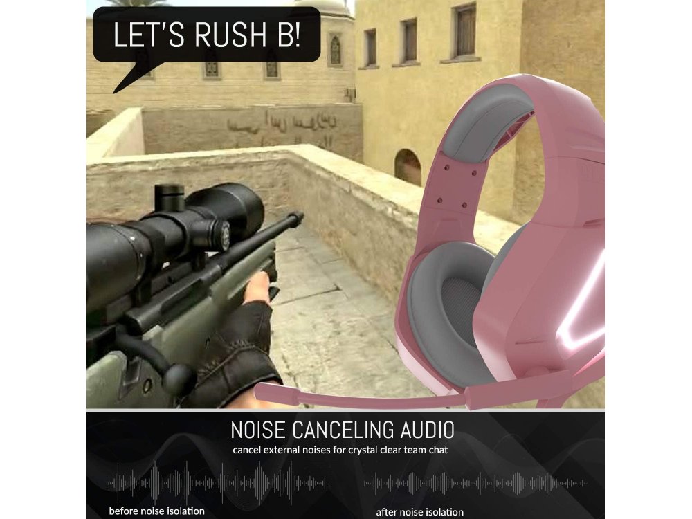 Orzly Hornet RXH-20 LED Gaming Headset Noise-cancelling Microphone (PC / PS5 / Xbox / Switch / Mac), Nakuru Edition