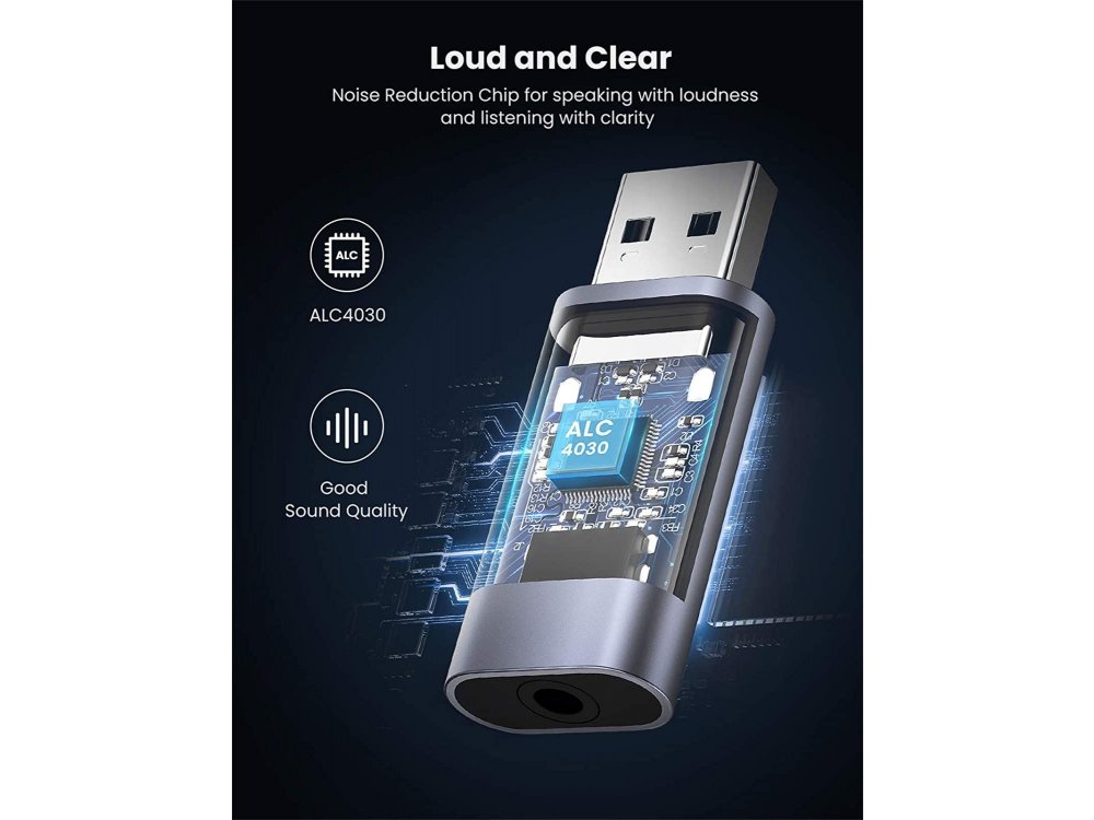 Ugreen USB Audio Adapter External Stereo Sound Card with Mic, 2-in-1 USB σε 3.5mm Jack Εξωτερική Κάρτα Ήχου - 80864
