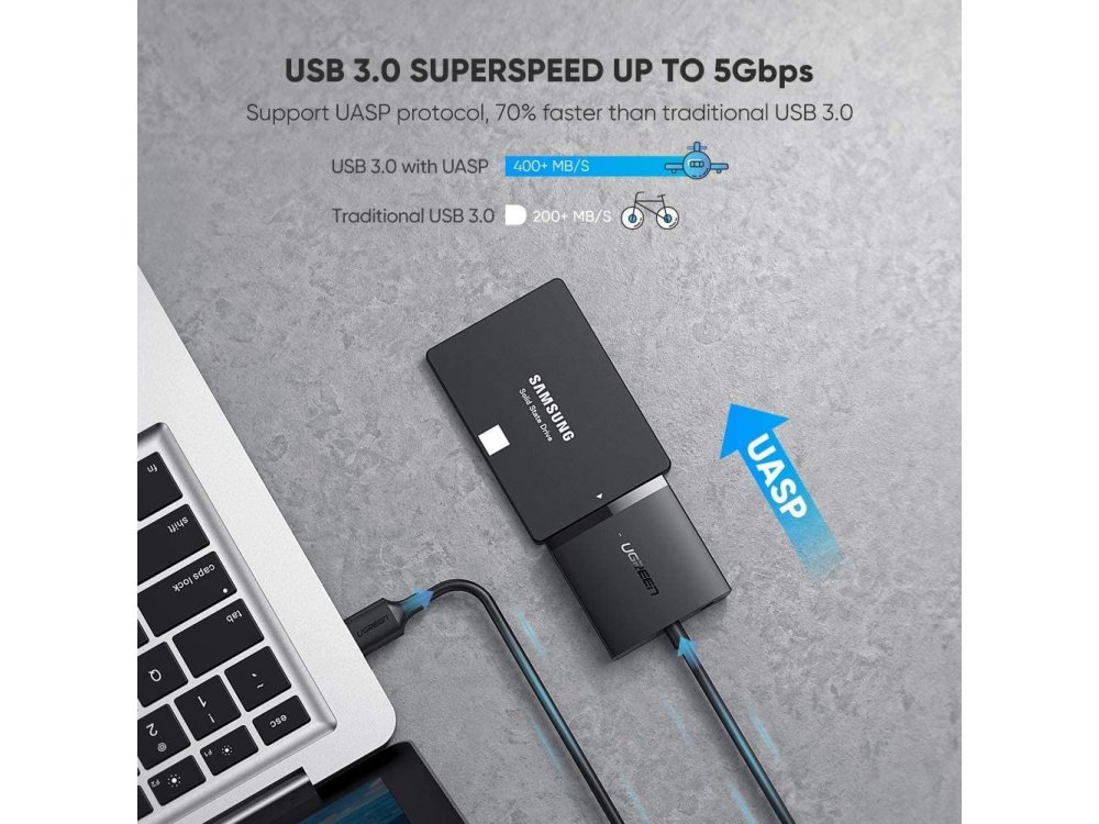 Ugreen SATA to USB 3.0 Adapter Cable for 2.5" / 3.5" SSD/HDD, Αντάπτορας / Converter 2,5'' UASP SATA III 3.0 - 60561