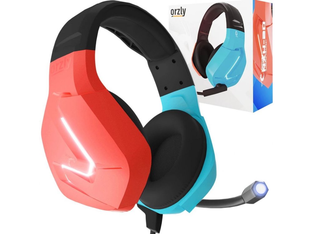 Orzly Hornet RXH-20 LED Gaming Headset Noise-cancelling Microphone (PC / PS5 / Xbox / Switch / Mac), Tanami - Nintendo Color