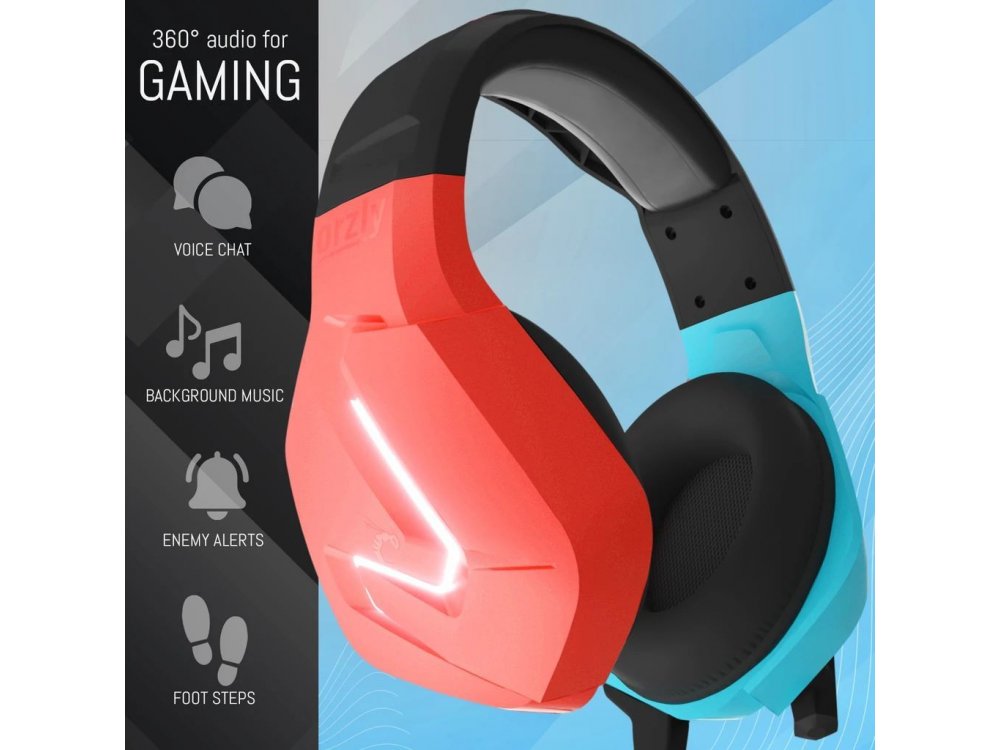 Orzly Hornet RXH-20 LED Gaming Headset Noise-cancelling Microphone (PC / PS5 / Xbox / Switch / Mac), Tanami - Nintendo Color