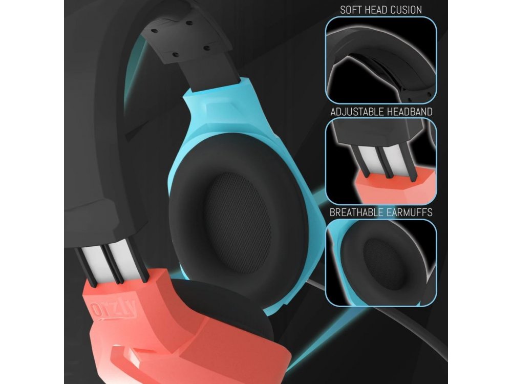 Orzly Hornet RXH-20 LED Gaming Headset Noise-cancelling Microphone (PC / PS5 / Xbox / Switch / Mac), Tanami - Nintendo Color