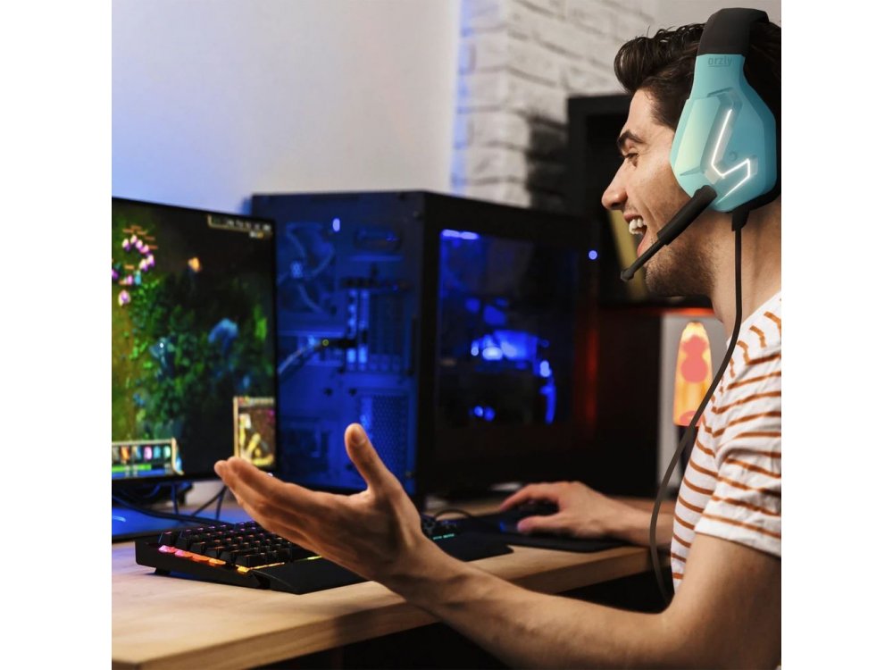 Orzly Hornet RXH-20 LED Gaming Headset Noise-cancelling Microphone (PC / PS5 / Xbox / Switch / Mac), Tanami - Nintendo Color