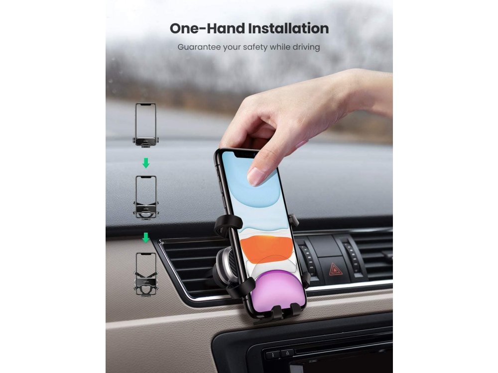 Ugreen Gravity Air Vent Car Holder for Smartphone - 80539, Black