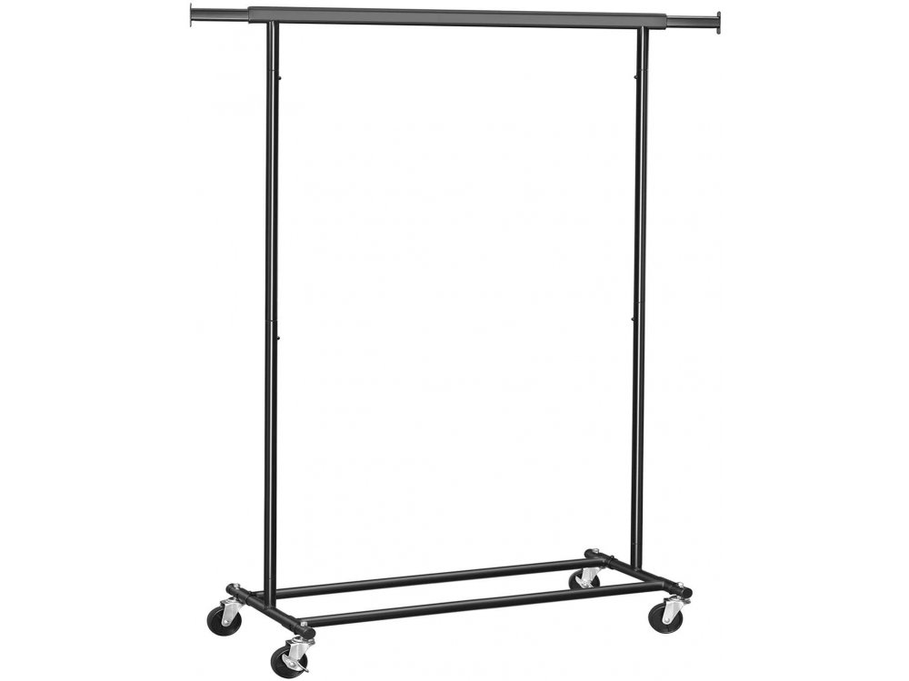 Songmics Κρεμάστρα Ρούχων Δαπέδου Heavy Duty Τροχήλατη, με Επεκτεινόμενη Ράγα και Κάτω Ράφι 132 x 45 x 160cm - HSR13BKV1, Μαύρη
