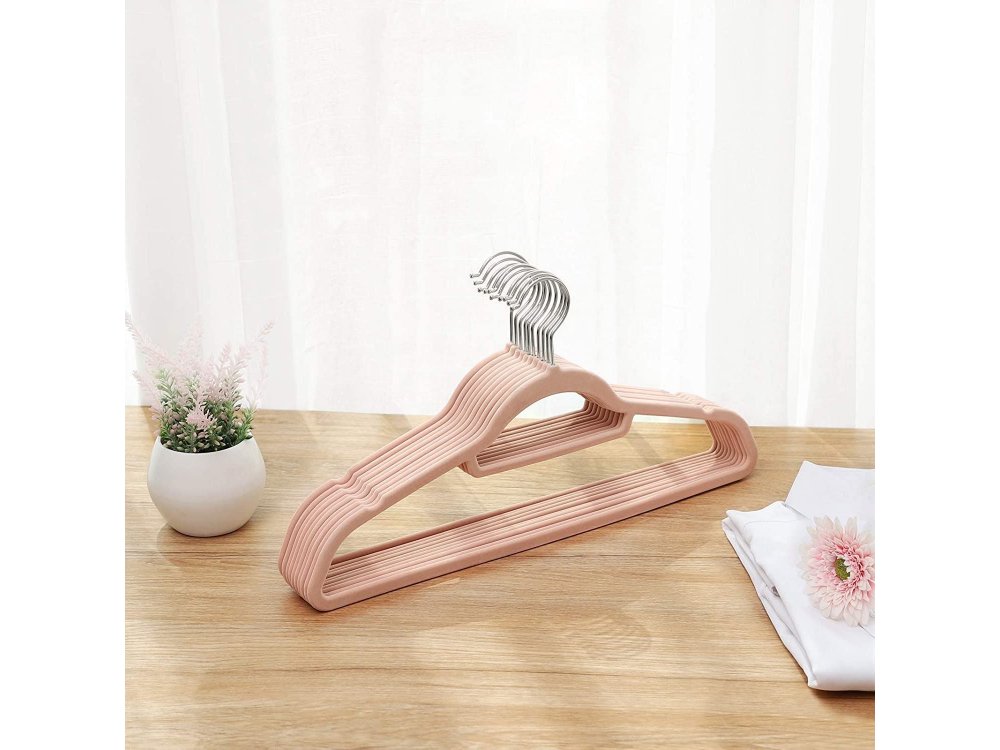 Songmics Velvet Clothes Hangers Set of 50pcs with rotating Hook - CRF50PK, Light Pink