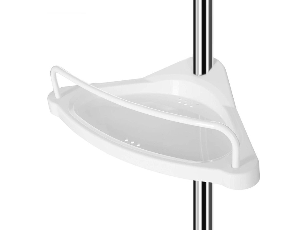 Songmics Εταζέρα Μπάνιου, Ραφιέρα με 4 Ράφια 95-300cm Επεκτεινόμενη (Πάτωμα με Ταβάνι), 3 Γάντζοι + 1 Κρεμάστρα - BCB02SW