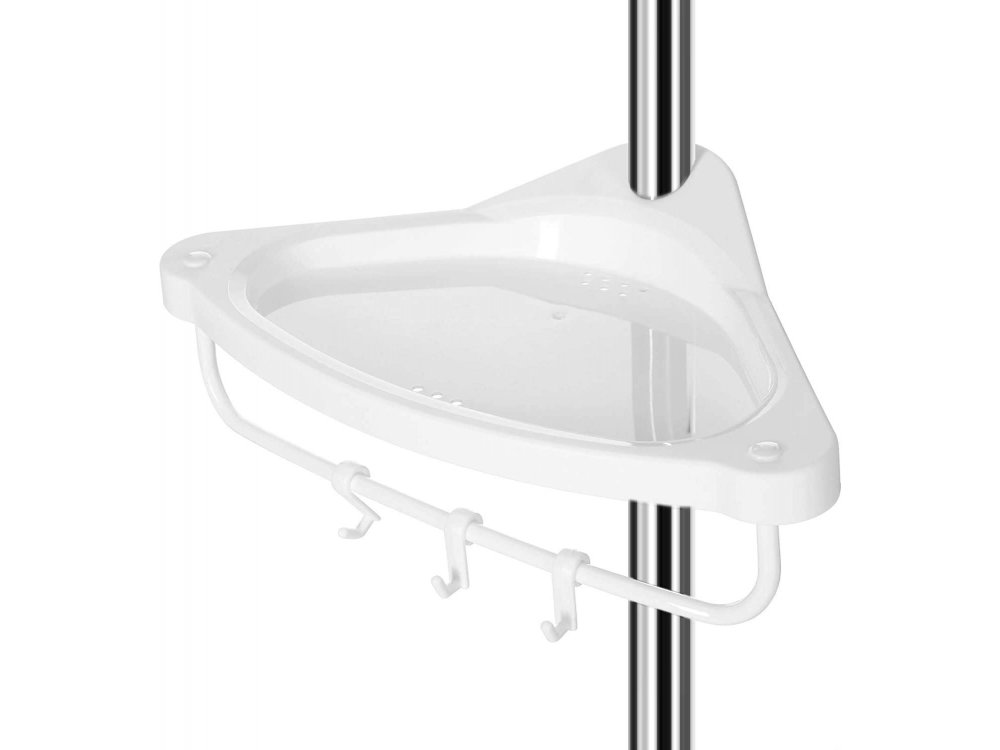 Songmics Εταζέρα Μπάνιου, Ραφιέρα με 4 Ράφια 95-300cm Επεκτεινόμενη (Πάτωμα με Ταβάνι), 3 Γάντζοι + 1 Κρεμάστρα - BCB02SW