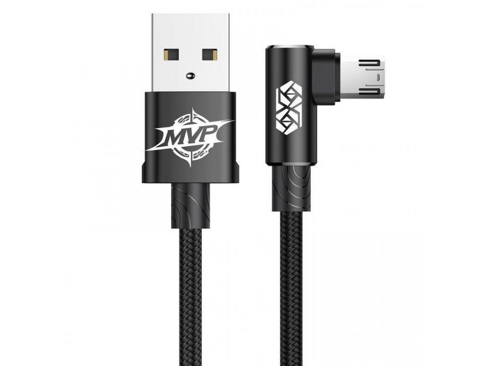Baseus MVP Elbow Corner 90 ° Cable 1m. Micro USB to USB 2.0 With Nylon Weave - CAMMVP-B01, Black