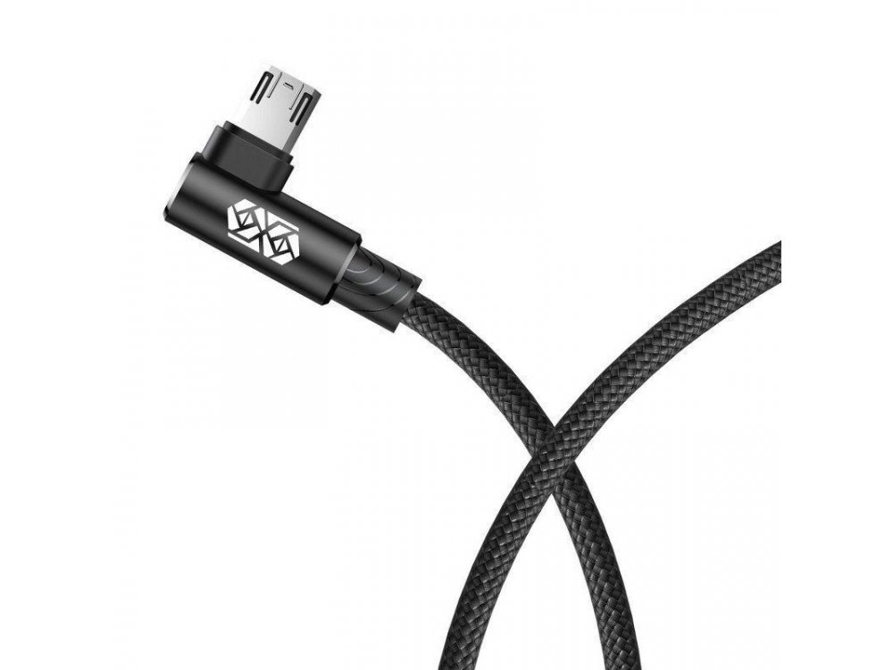 Baseus MVP Elbow Γωνιακό 90° Καλώδιο 1μ. Micro USB σε USB 2.0 Με Νάυλον ύφανση - CAMMVP-B01, Μαύρο