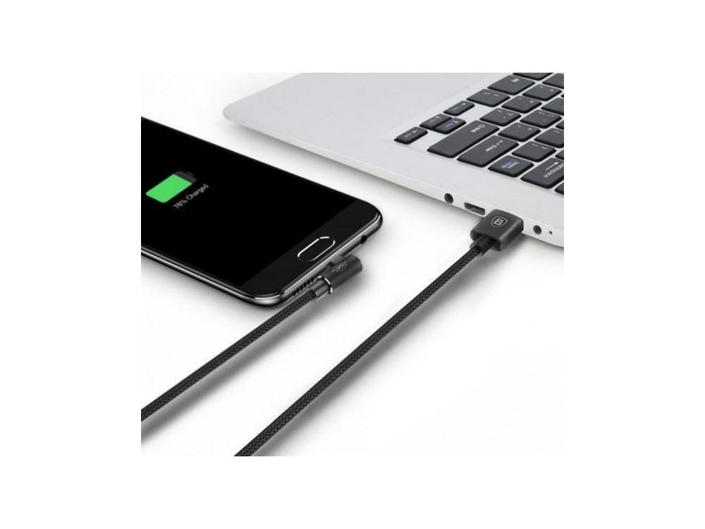 Baseus MVP Elbow Corner 90 ° Cable 1m. Micro USB to USB 2.0 With Nylon Weave - CAMMVP-B01, Black