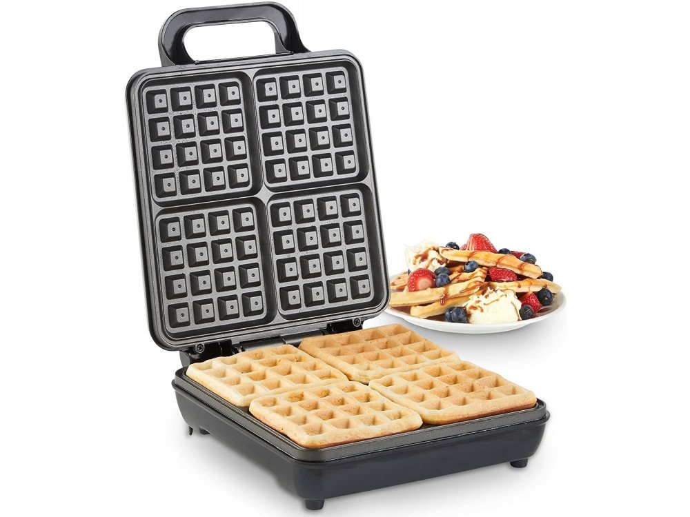 VonShef Waffle Maker, Βαφλιέρα για 4 Βελγικές Βάφλες, με Αντικολλητικές Πλάκες & Αυτόματο Έλεγχο Θερμοκρασίας 1100W - 13/307