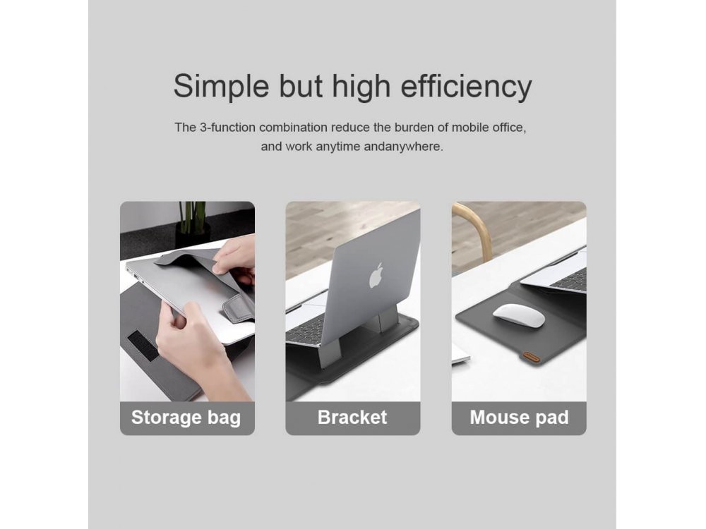 Nillkin Versatile Δερμάτινο Sleeve/Θήκη Laptop 16.1" με Σταντ/Mouse Pad, για Macbook/iPad Pro/DELL XPS/HP/Surface κ.α., Black