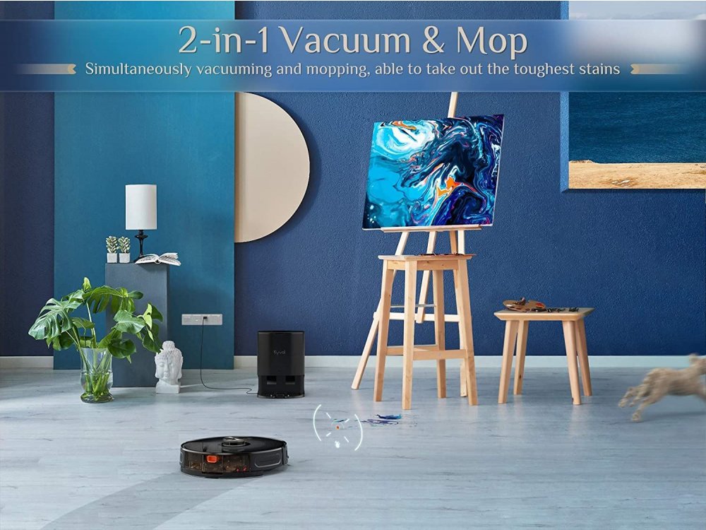 Kyvol Cybovac S31 Smart Robot Vacuum / Mopping Cleaner με Λειτουργία Σφουγγαρίσματος, 3000Pa, με Βάση & App, Μαύρη